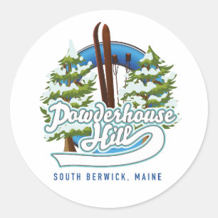 Powderhouse Hill South Berwick Maine Ski Logo Runder Aufkleber