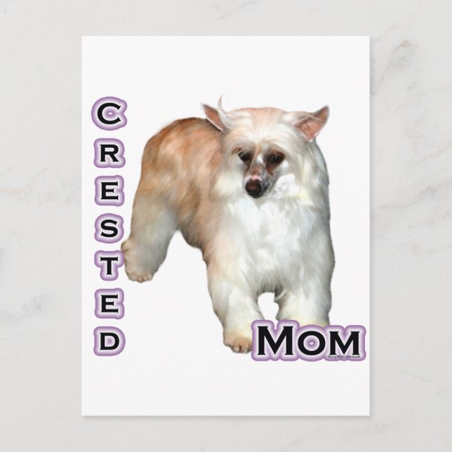 Powderpuff Crested Mama 4 Postkarte (Vorderseite)