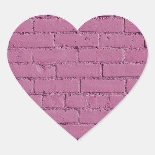 Powdery Pink Brick Wall Herz-Aufkleber