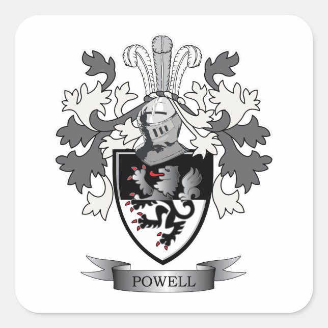 Powell-Familienwappen-Wappen Quadratischer Aufkleber (Vorderseite)