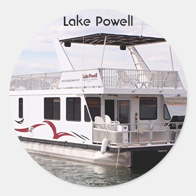 Powell-See: Houseboat, Arizona, USA 9 Runder Aufkleber (Vorderseite)