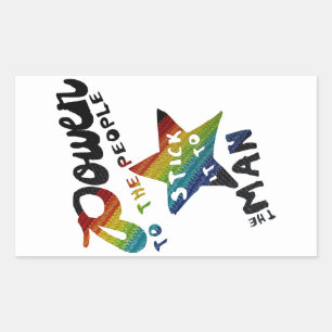 Power an die Menschen (Retro Rainbow Patch) Rechteckiger Aufkleber