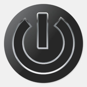 POWER Button Klassischer Rundaufkleber, glänzend,  Runder Aufkleber