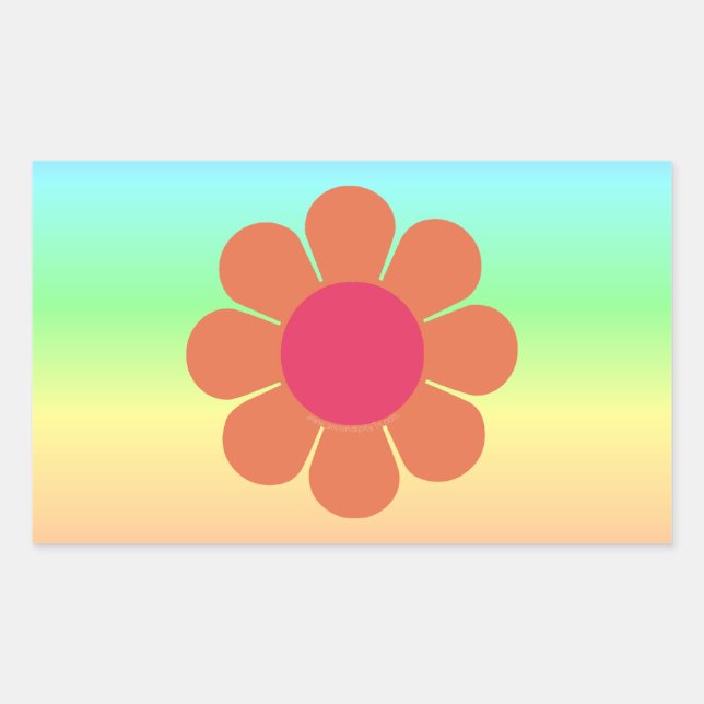 Power der 70er Blume Rechteckiger Aufkleber (Vorderseite)