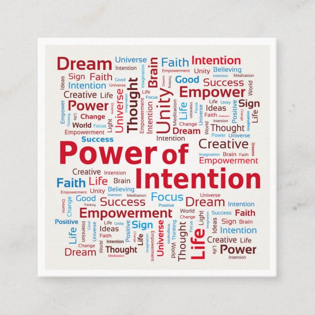 Power der Absicht Word Cloud Erfolg farbenfroh Quadratische Visitenkarte (Vorderseite)