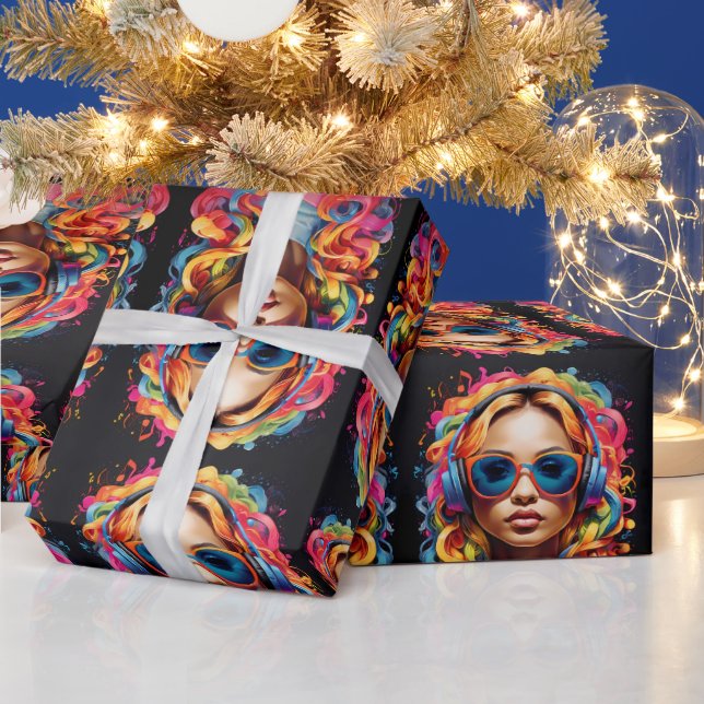 Power der farbenfrohen Mädchen Geschenkpapier (Feiertage)