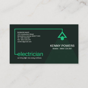 Power des grünen Elektrikers, Kabelleuchte Visitenkarte