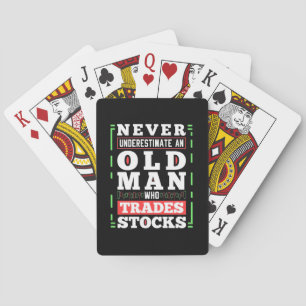 Power eines alten Mannes, der Aktien handelt Spielkarten