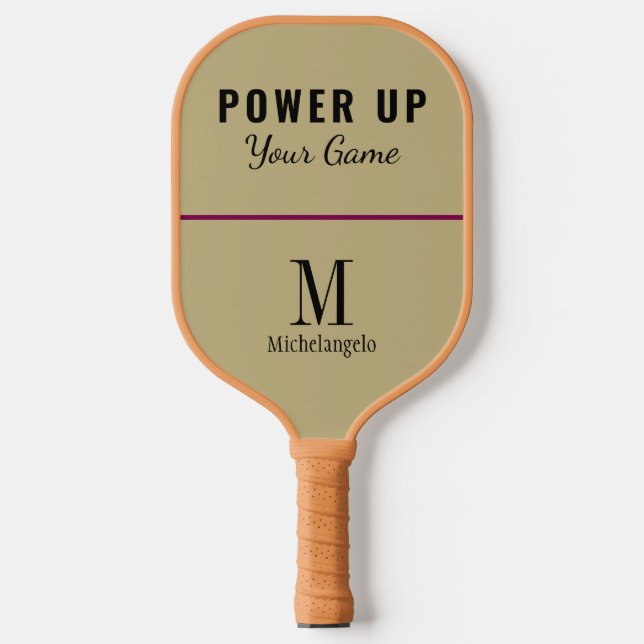 Power | Elegant Monogram Sand Ecru Pickleball Schläger (Vorderseite)