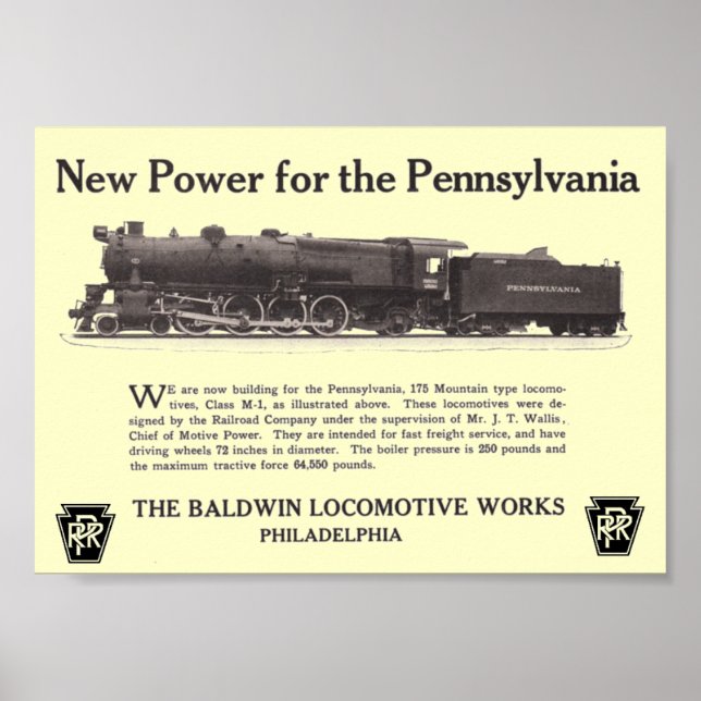Power für die Pennsylvania Eisenbahn 1926 Poster (Vorne)