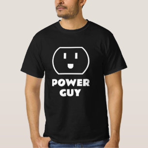 Power Guy Steckdosen T-Shirt. Lustiges T-Shirt für