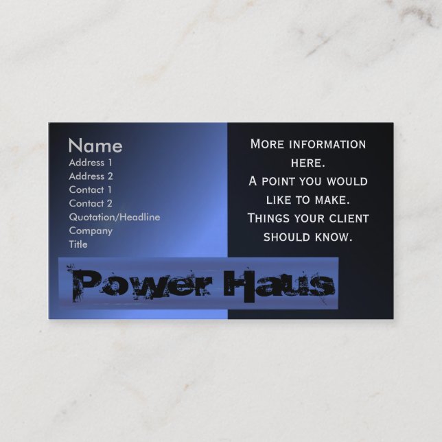 Power-Haus-Geschäfts-Karte Visitenkarte (Vorderseite)