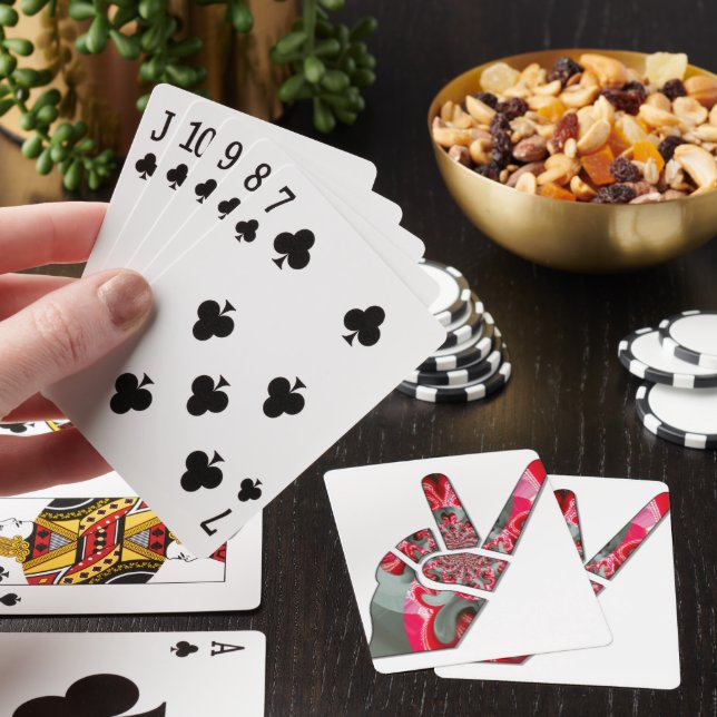 Power in der Palme: Der Zwei-Finger-Salute Spielkarten (In Situ)