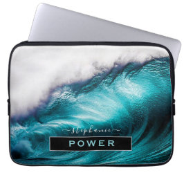 Power Inspiration Word Ozeanwellenfotografie Laptopschutzhülle