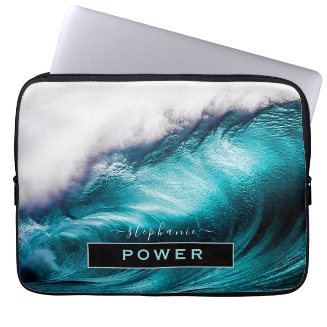 Power Inspiration Word Ozeanwellenfotografie Laptopschutzhülle (Vorderseite)