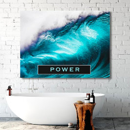 Power Inspiration Word Ozeanwellenfotografie Leinwanddruck
