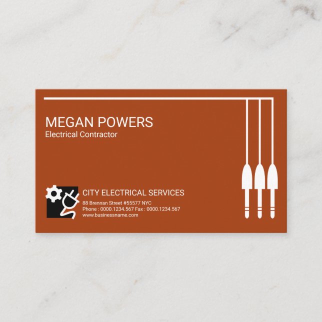 Power-Kabelverbindungs-Grenzrahmen-Elektriker Visitenkarte (Vorderseite)