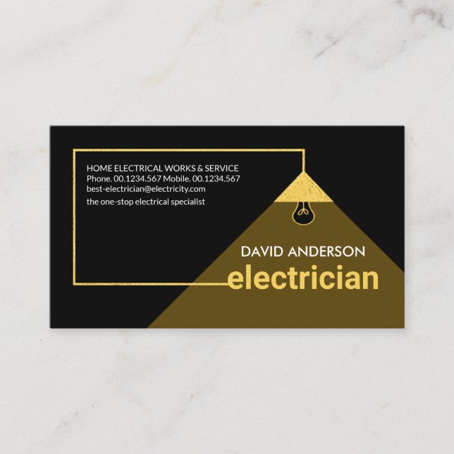 Power-Lampenschirm von Gold Electrician Visitenkarte (Vorderseite)