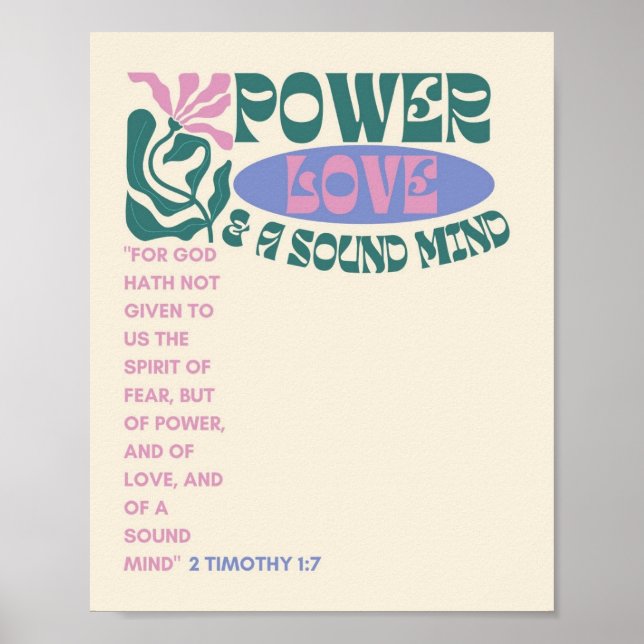 Power, Liebe und Sound-Mind/Christlich Art/Text Poster (Vorne)