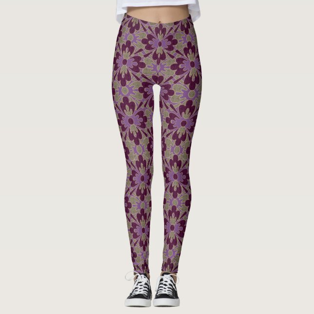 Power lila Blume Leggings (Vorderseite)
