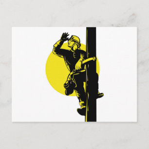 Power Lineman Electrician Electrician Electric Wor Postkarte