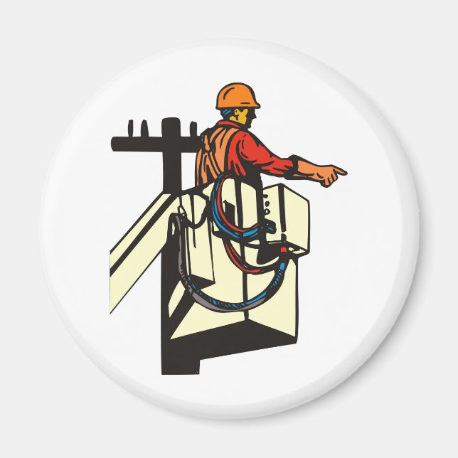 Power Lineman Electrician Worker Magnet (Vorne)