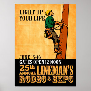 Power Lineman Elektriker Repräsident Vintage-Plaka Poster