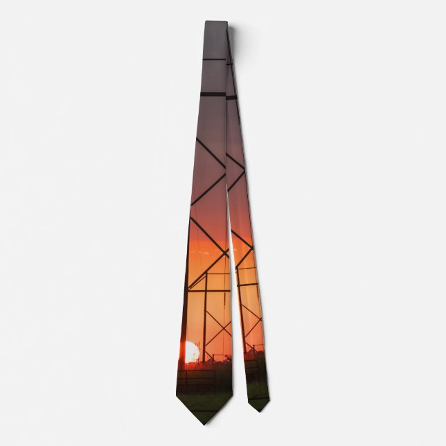 Power Lines Sunset Silhouette Neck Tie Krawatte (Vorderseite)