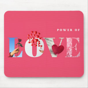 Power of Love Zitat Romantisches Heißrosa Jubiläum Mousepad