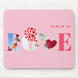 Power of Love Zitat Romantisches Sanftes Hellrosa Mousepad