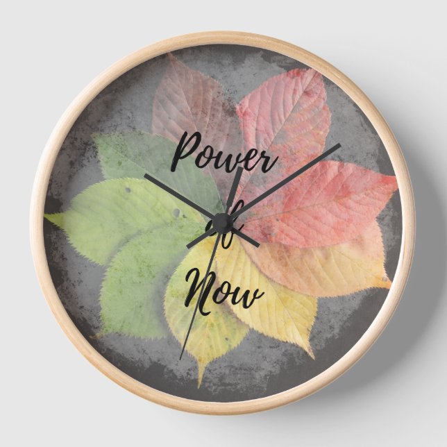 Power of Now - Mur Horloge Cadre en bois (Recto)