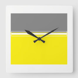 Power of yellow and grey Square Wall Clock Quadratische Wanduhr