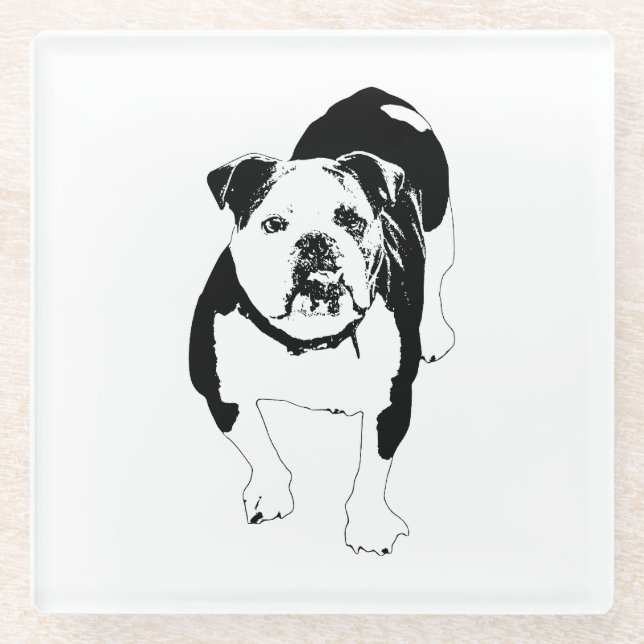 Power Pause, Bulldog-Tischkunst Glasuntersetzer (Vorderseite)