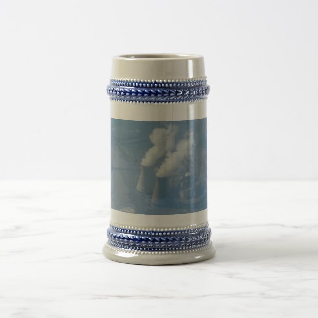 Power Pflanze Luftaufnahme Grau/Blau 22 oz Stein Bierglas (Mittel)