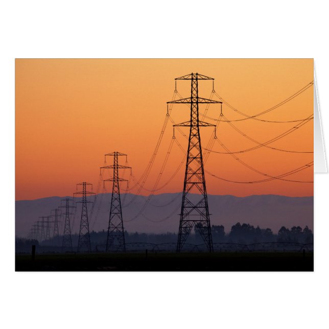 Power Pylons bei Sonnenuntergang (Vorderseite (Horizontal))