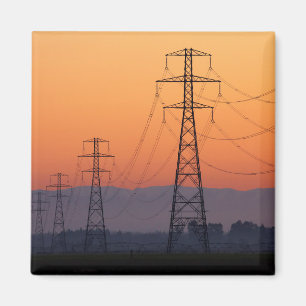 Power Pylons bei Sonnenuntergang Magnet