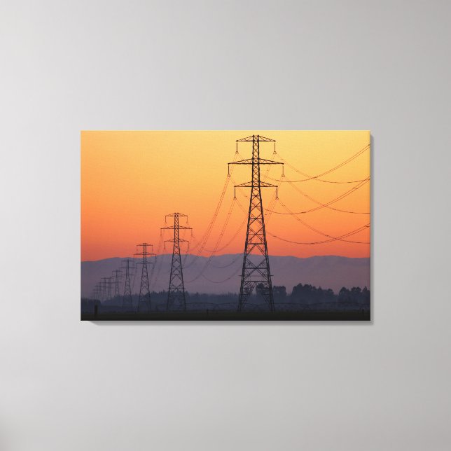 Power Pylons bei Sunset Leinwanddruck (Vorderseite)