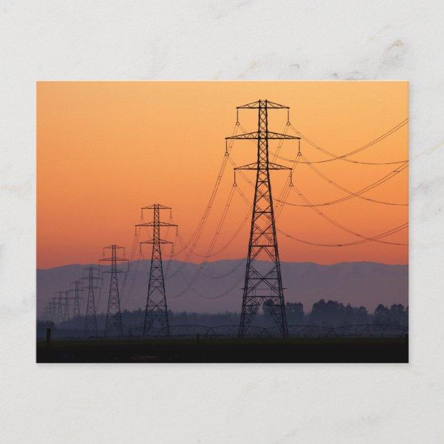 Power Pylons bei Sunset Postkarte (Vorderseite)