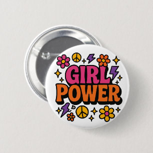 Power Retro Girl Button