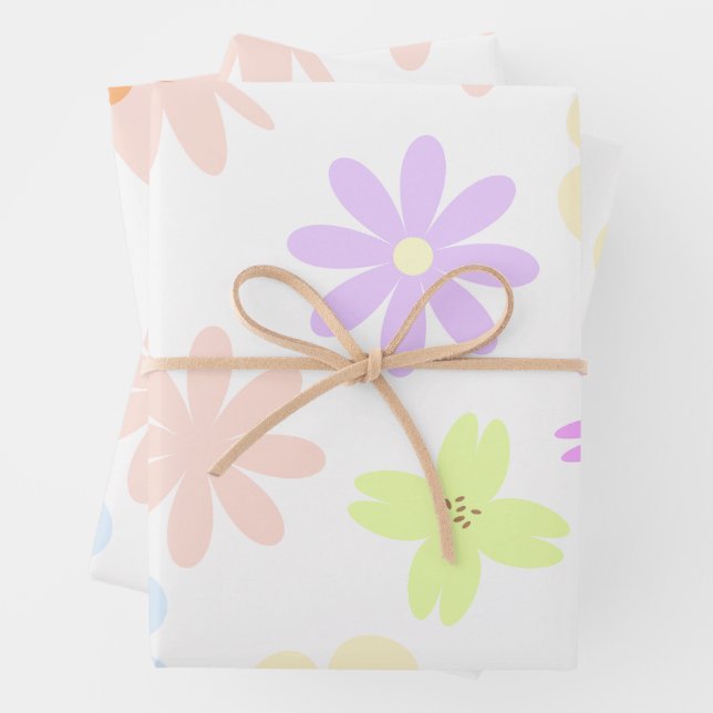 Power, Retro-Mod-Blume, Pastelle Geschenkpapier Set (Beispiel)