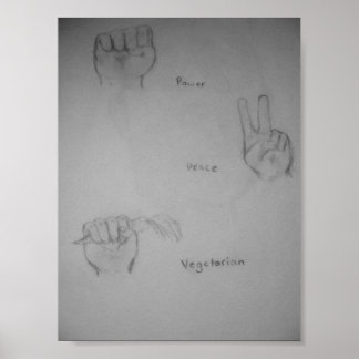 Power, Ruhe, Vegetarisches Original Kunstwerk Post Poster