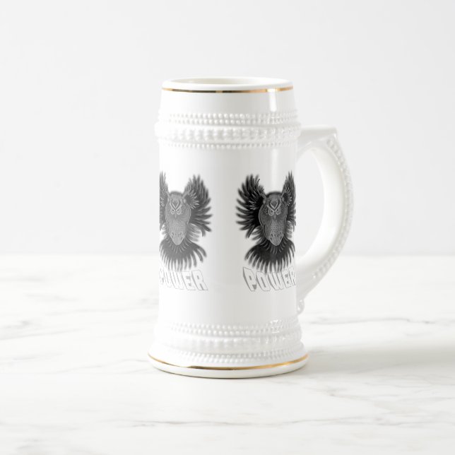 Power Schwarz/Weiß Bierglas (VorderseiteRechts)