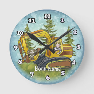 Power-Shovel-Kind  Runde Wanduhr