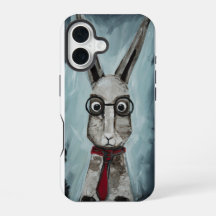 Power Tie. A rabbit with eye glasses and a red tie