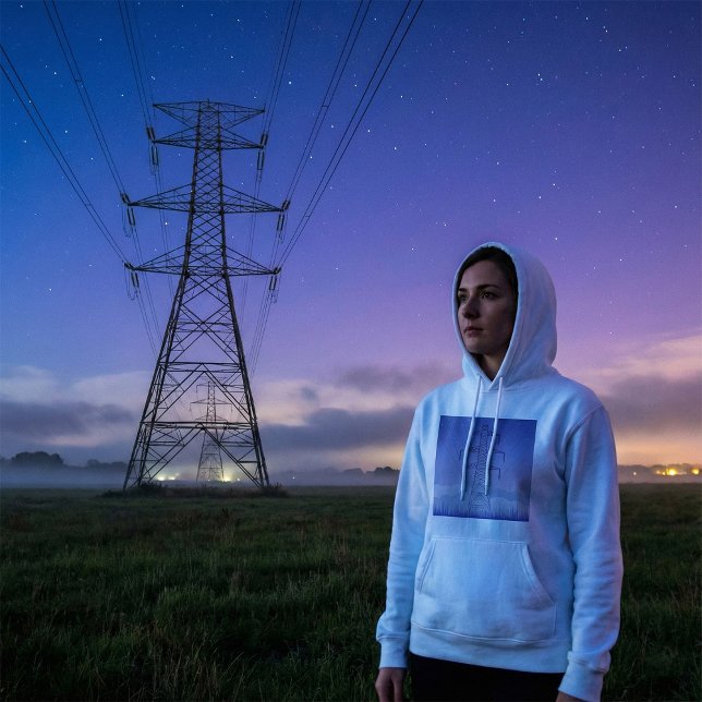 Power-Übertragungsturm am Night Sky Hoodie (Von Creator hochgeladen)