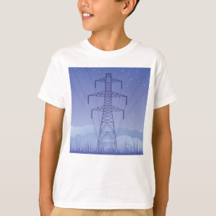 Power-Übertragungsturm am Night Sky T-Shirt