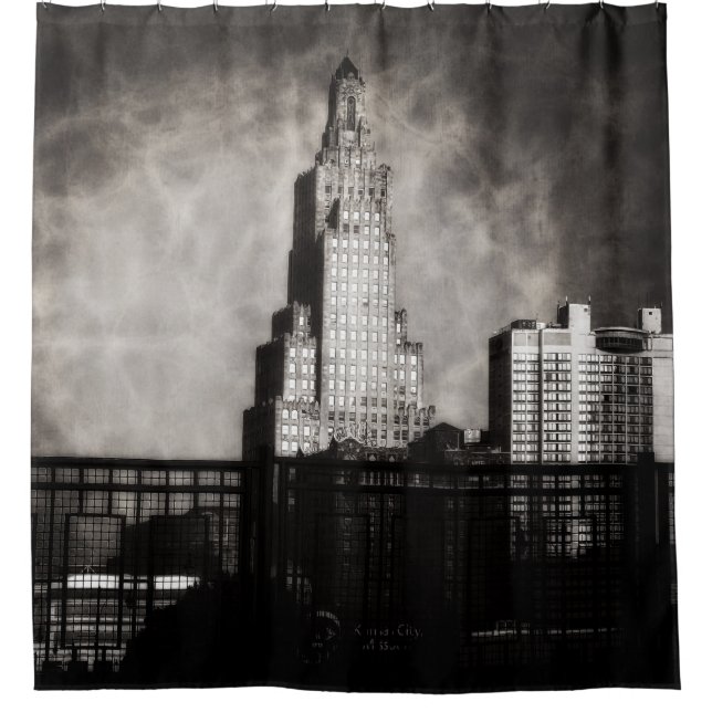 Power-und Licht-Gebäude, Kansas City, Grunge Duschvorhang (Vorderseite)
