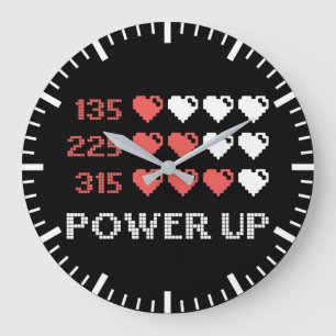 Power Up Bar, Funny, Gamer, Retro, Geek, Nerd Larg Große Wanduhr