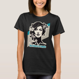 Power von Frauen. Grau und Blau T-Shirt