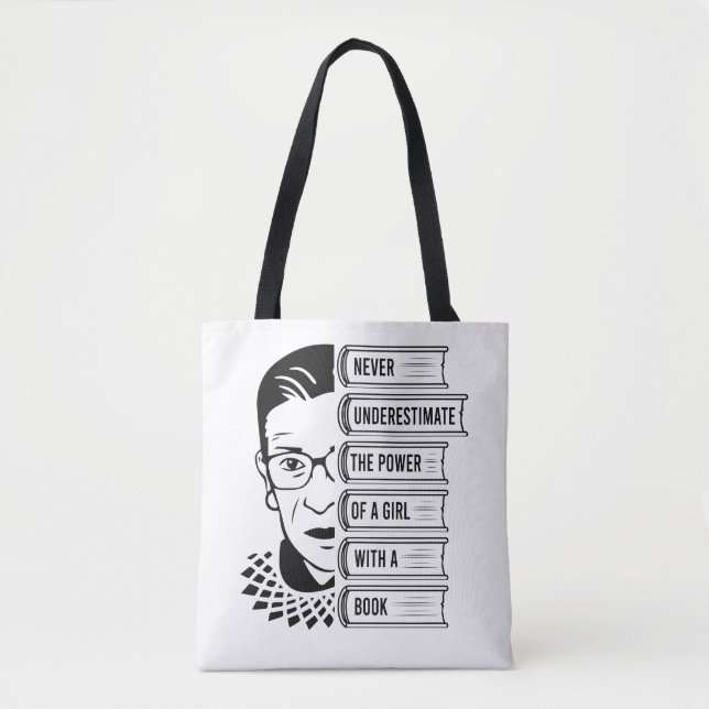 Power von Mädchen mit Buch nie unterschätzen Tasche (Vorderseite)